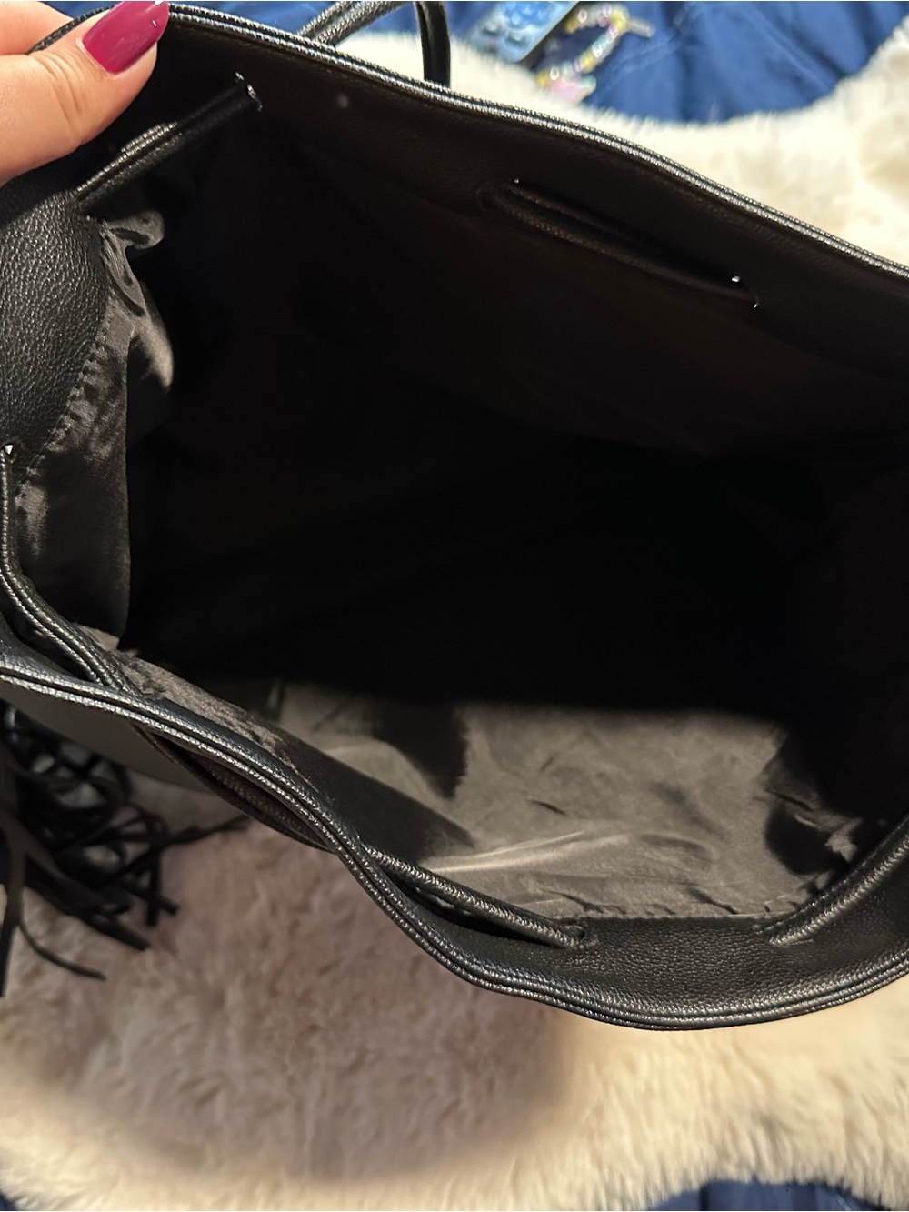 Victoria's Secret Black Drawstring Shopper Tote NWT - Picture 3 of 4